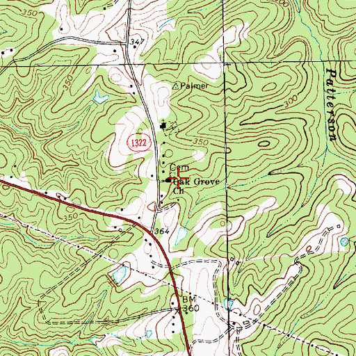 Topographic Map of Oak Grove Church, NC