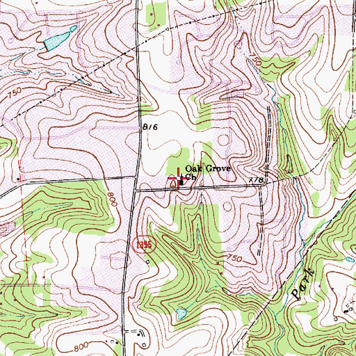 Topographic Map of Oak Grove Church, NC