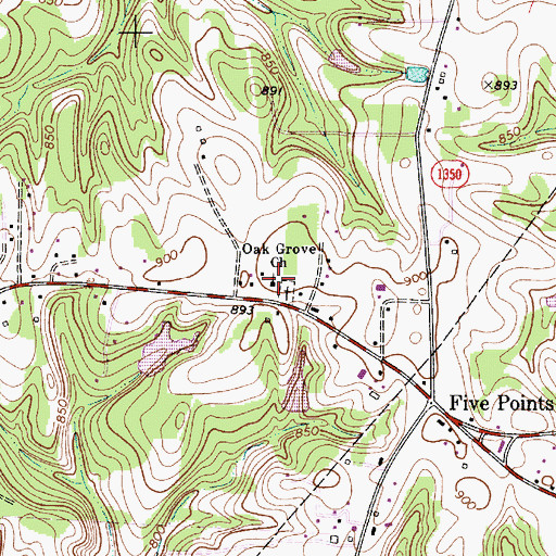 Topographic Map of Oak Grove Church, NC