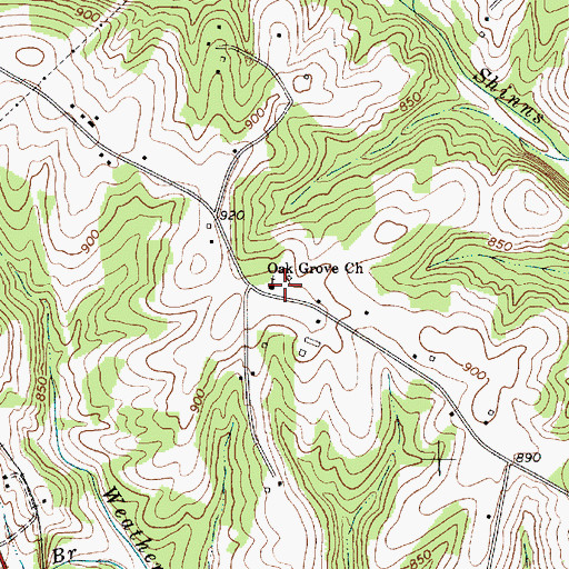 Topographic Map of Oak Grove Church, NC