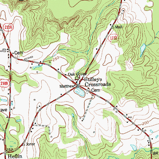Topographic Map of Oak Grove Church, NC