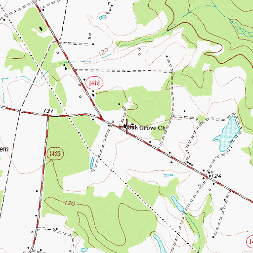 Topographic Map of Oak Grove Church, NC