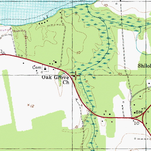 Topographic Map of Oak Grove Church, NC