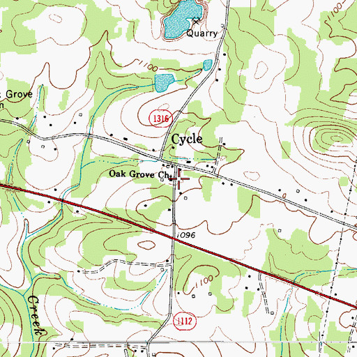 Topographic Map of Oak Grove Baptist Church, NC