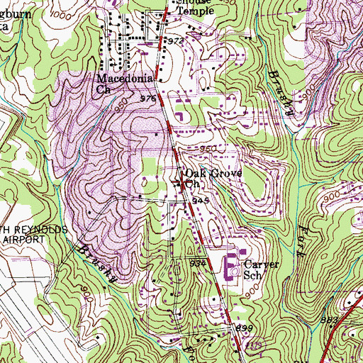 Topographic Map of Oak Grove Church, NC