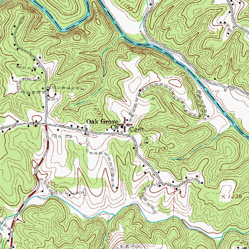 Topographic Map of Oak Grove Church, NC