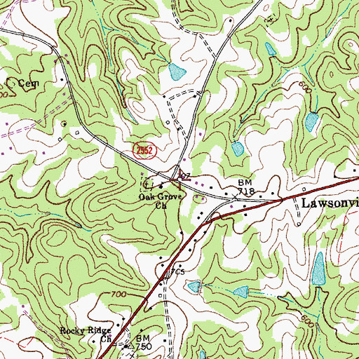 Topographic Map of Oak Grove Primitive Baptist Church, NC