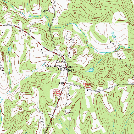Topographic Map of Oak Grove Missionary Baptist Church, NC