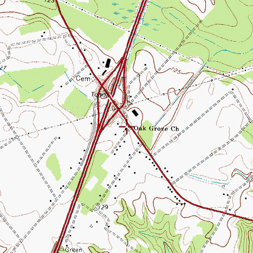 Topographic Map of Oak Grove Church, NC
