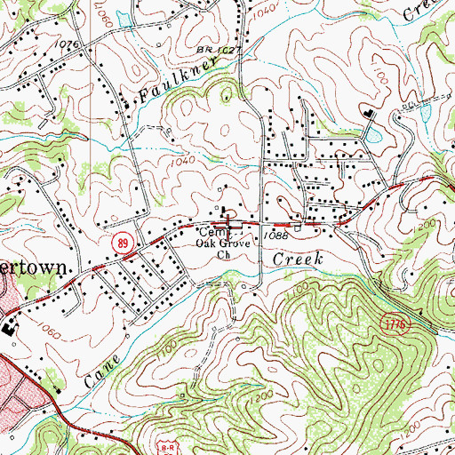 Topographic Map of Oak Grove Methodist Church, NC