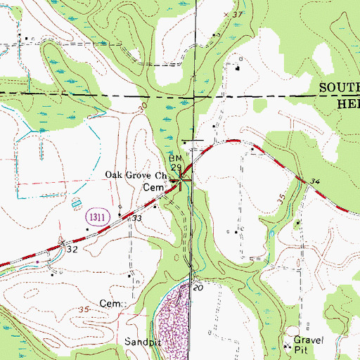 Topographic Map of Oak Grove Church, NC