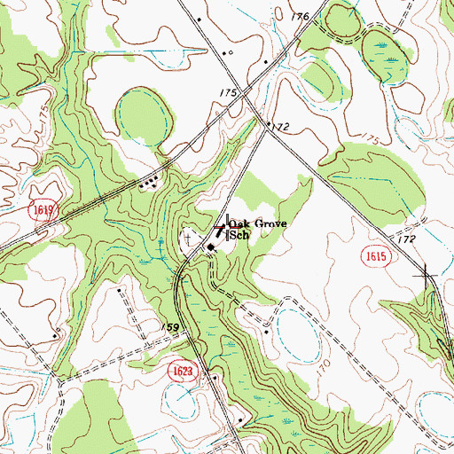 Topographic Map of Oak Grove School, NC