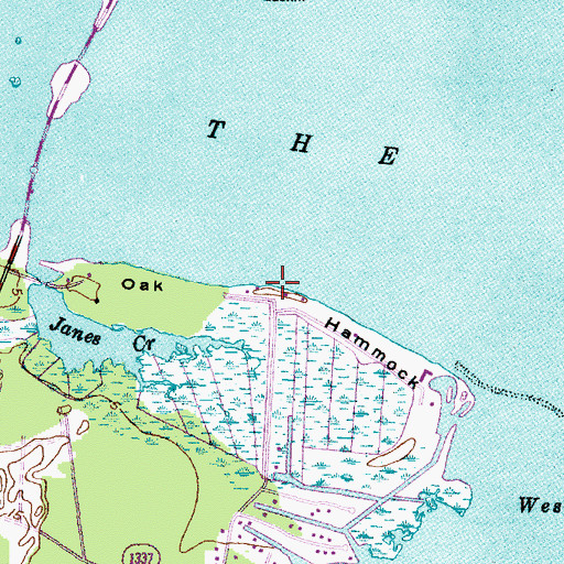 Topographic Map of Oak Hammock, NC