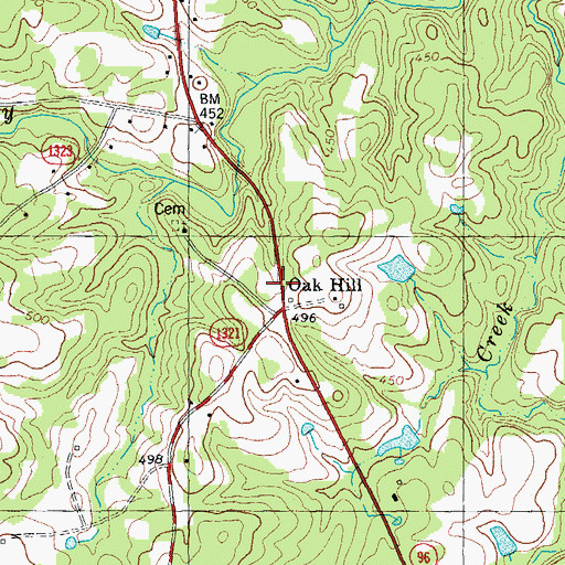 Topographic Map of Oak Hill, NC