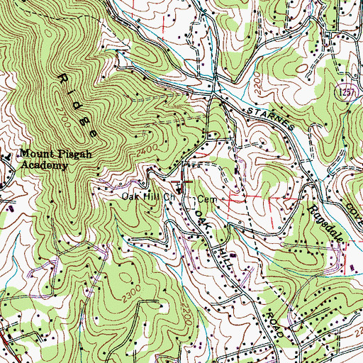 Topographic Map of Oak Hill Church, NC