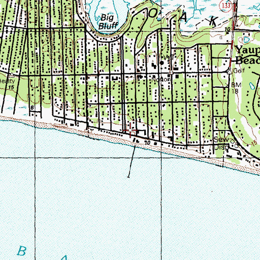 Topographic Map of Oak Island, NC