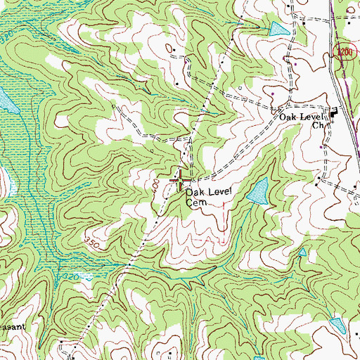Topographic Map of Oak Level Cemetery, NC