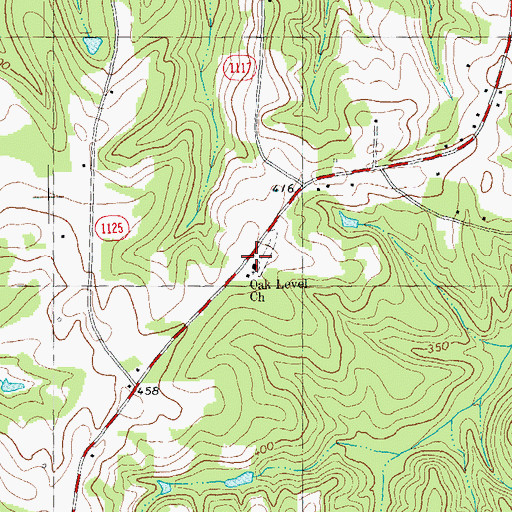 Topographic Map of Oak Level Church, NC