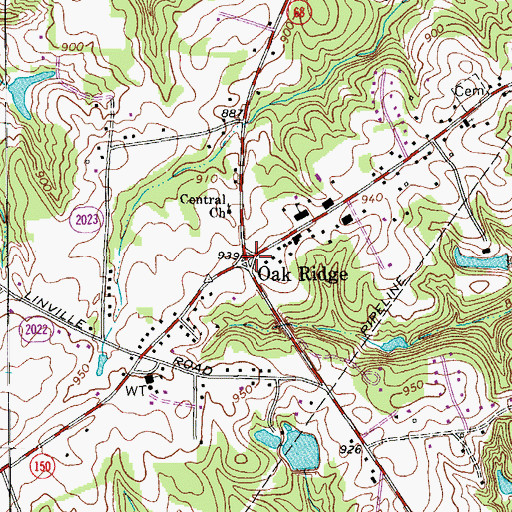 Topographic Map of Oak Ridge, NC