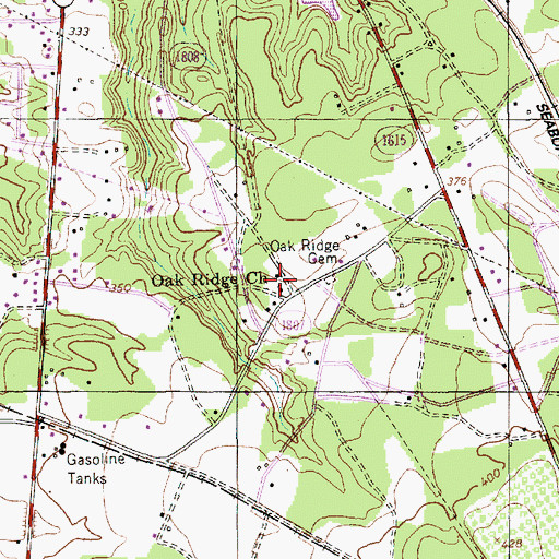 Topographic Map of Oak Ridge Church, NC