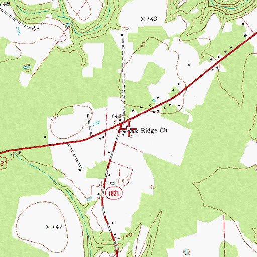 Topographic Map of Oak Ridge Church, NC