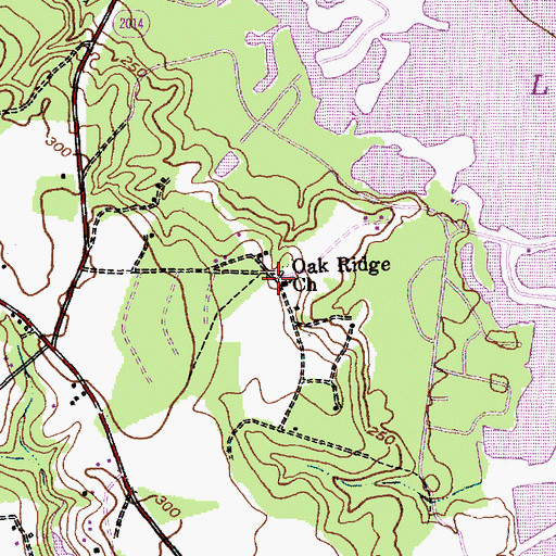 Topographic Map of Oak Ridge Church, NC