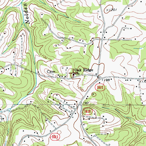 Topographic Map of Oak Ridge Church, NC