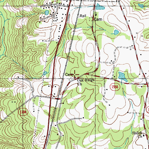 Topographic Map of Oak Ridge Church, NC