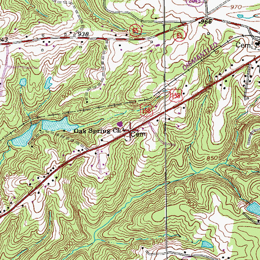 Topographic Map of Oak Spring Church, NC