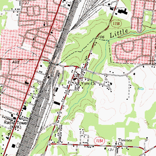 Topographic Map of Oak View Church, NC