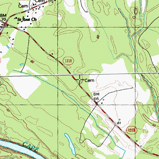 Topographic Map of Oakdale Church, NC