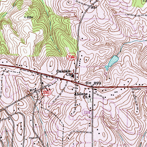 Topographic Map of Oakdale Church, NC