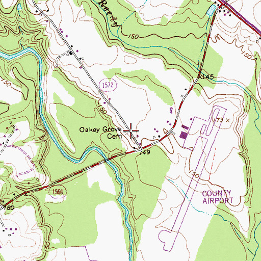 Topographic Map of Oakey Grove Cemetery, NC