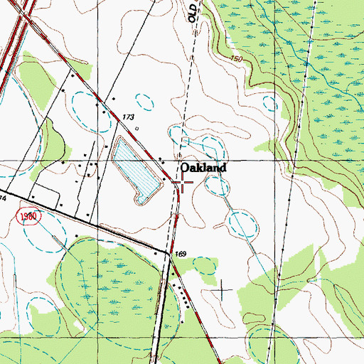 Topographic Map of Oakland, NC