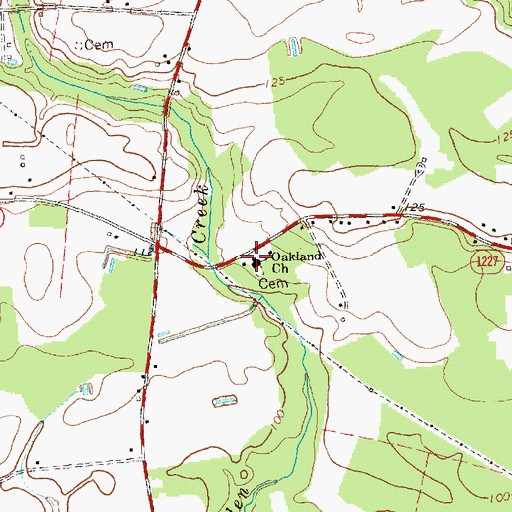 Topographic Map of Oakland Church, NC