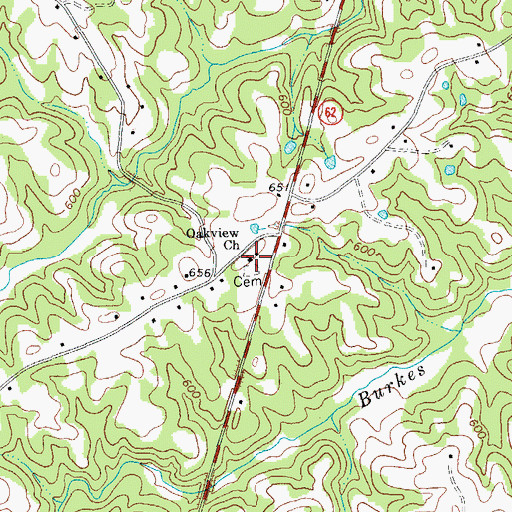 Topographic Map of Oakview Church, NC