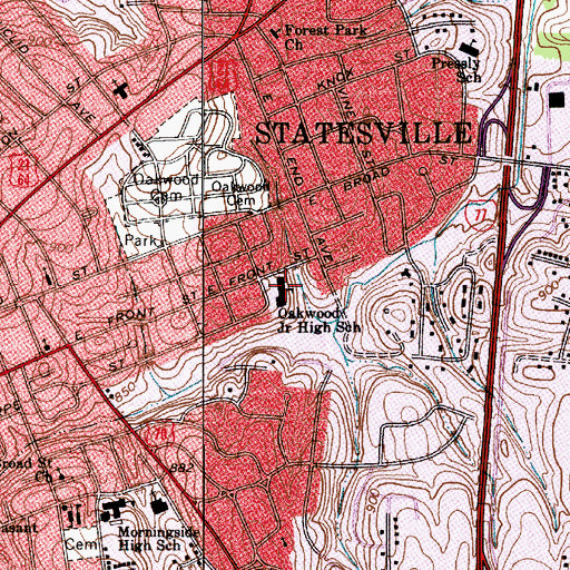 Topographic Map of Oakwood Junior High School, NC