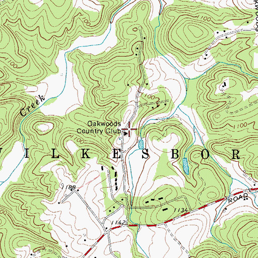 Topographic Map of Oakwoods Country Club, NC