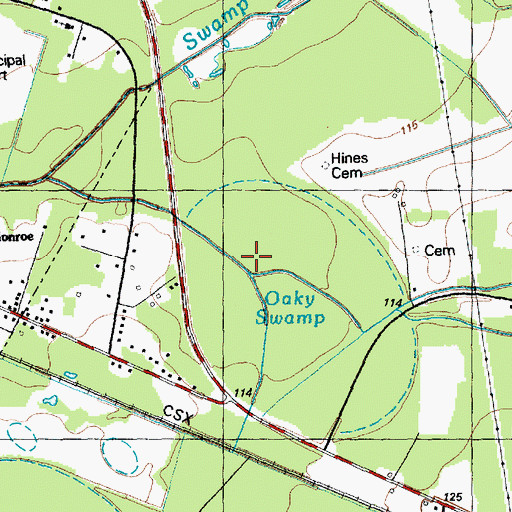 Topographic Map of Oaky Swamp, NC