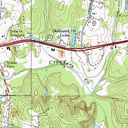 Topographic Map of Oates Creek, NC