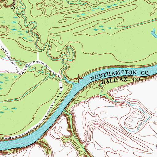 Topographic Map of Occoneechee Creek, NC