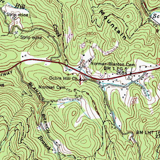 Topographic Map of Ochre Hill Church, NC