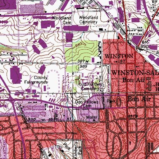 Topographic Map of Odd Fellows Cemetery, NC