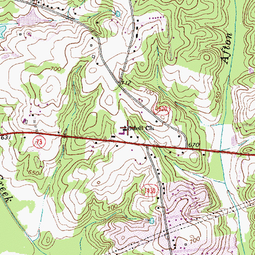 Topographic Map of Odell Church, NC