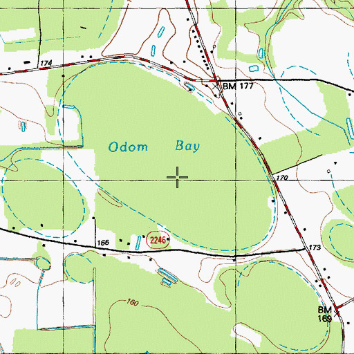 Topographic Map of Odom Bay, NC