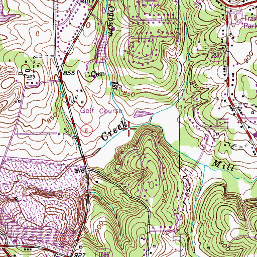 Topographic Map of Ogburn Branch, NC