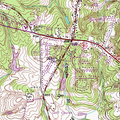 Topographic Map of Ogburn Cemetery, NC