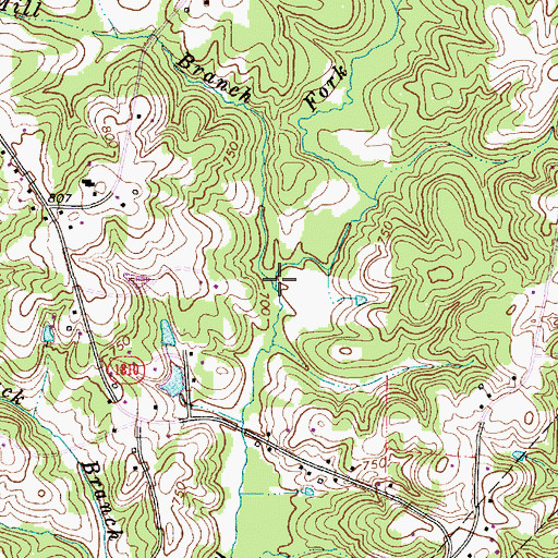 Topographic Map of Oil Mill Branch, NC