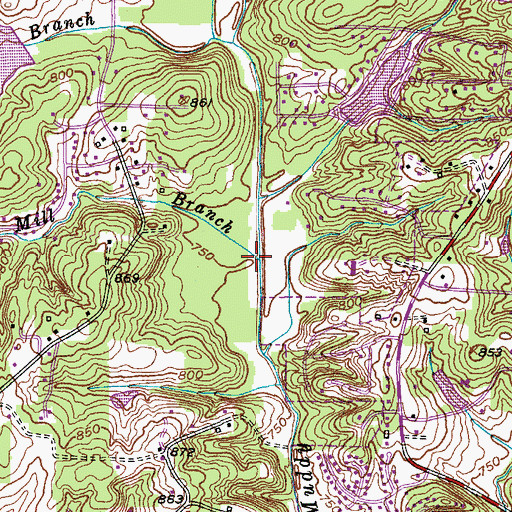 Topographic Map of Oil Mill Branch, NC