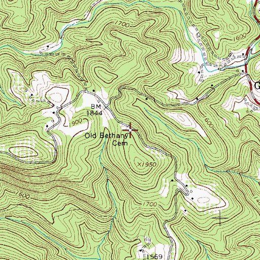 Topographic Map of Old Bethany Cemetery, NC